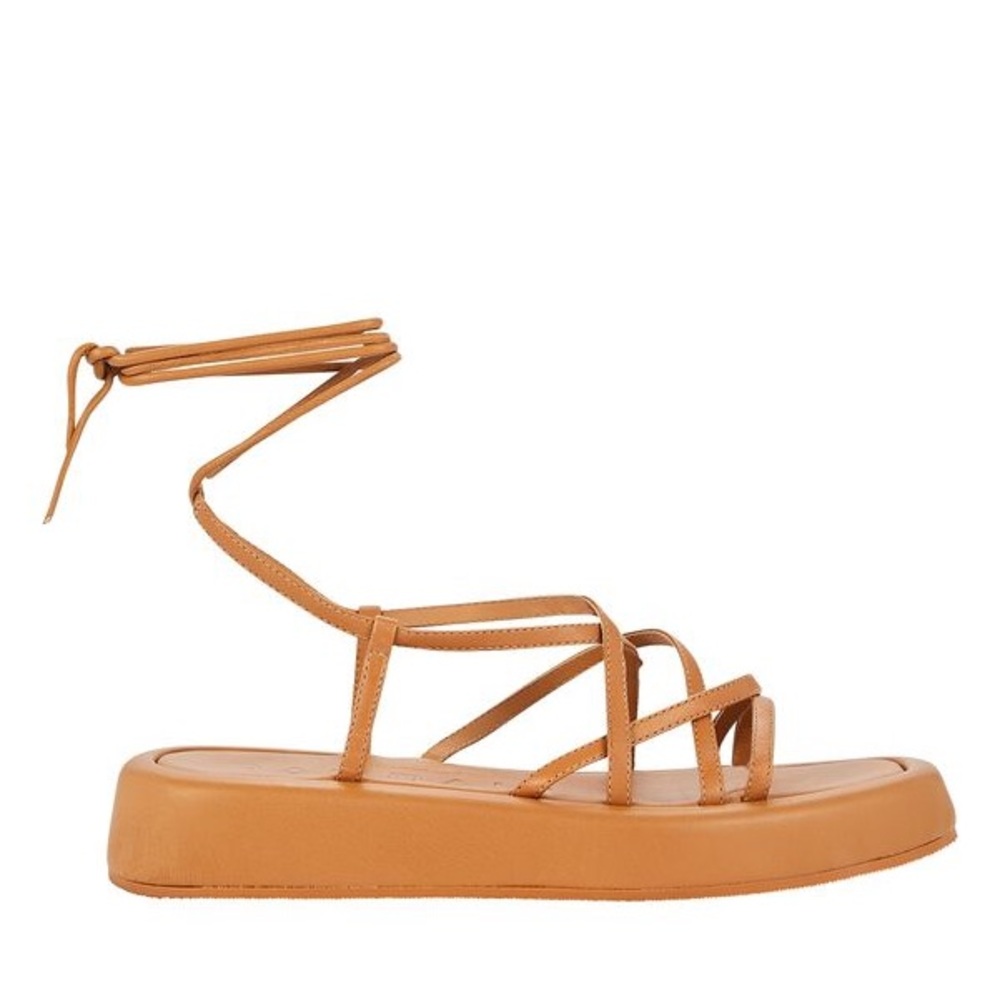 Loeffler Randall Brown Strappy Lace-Up Flat Sandals - Picture 8 of 10